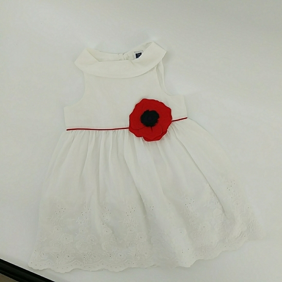 Janie and Jack White Eyelet Formal Holiday Red Navy Flower Dress 6-12 Months - Picture 6 of 12